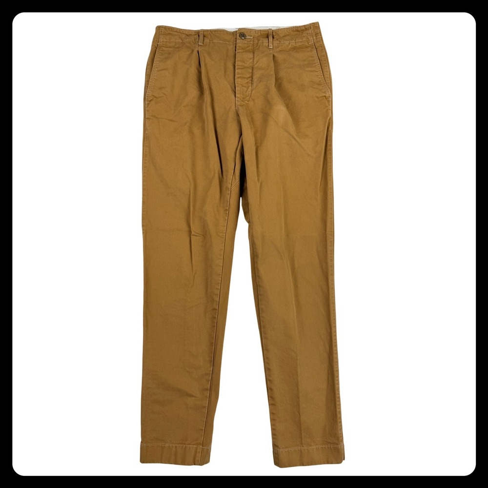 Wallace & Barnes Officer's Chino Men 32x32 Brown Cotton Pleated Field Trousers